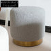 Chic Lamb Wool Round Ottoman with Gold Metal Base for Elegant Interiors
