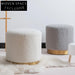 Chic Lamb Wool Round Ottoman with Gold Metal Base for Elegant Interiors