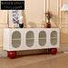 Chic Mid-Century Modern White Wooden TV Media Console Storage Cabinet