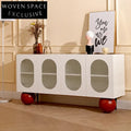 Chic Mid-Century Modern White Wooden TV Media Console Storage Cabinet