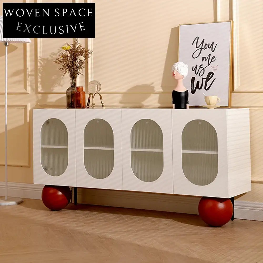 Chic Mid-Century Modern White Wooden TV Media Console Storage Cabinet