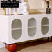 Chic Mid-Century Modern White Wooden TV Media Console Storage Cabinet