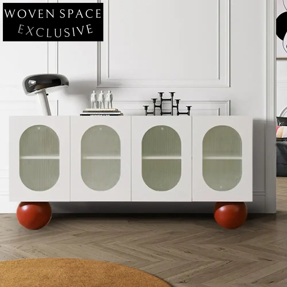 Chic Mid-Century Modern White Wooden TV Media Console Storage Cabinet