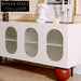Chic Mid-Century Modern White Wooden TV Media Console Storage Cabinet