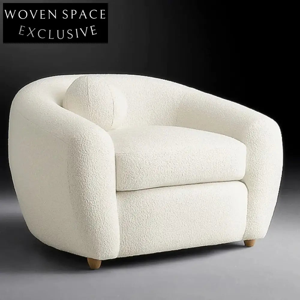 Chic Minimalist Curved Fabric Sofa Couch, Solid Wood Legs, Modern Living Room Design