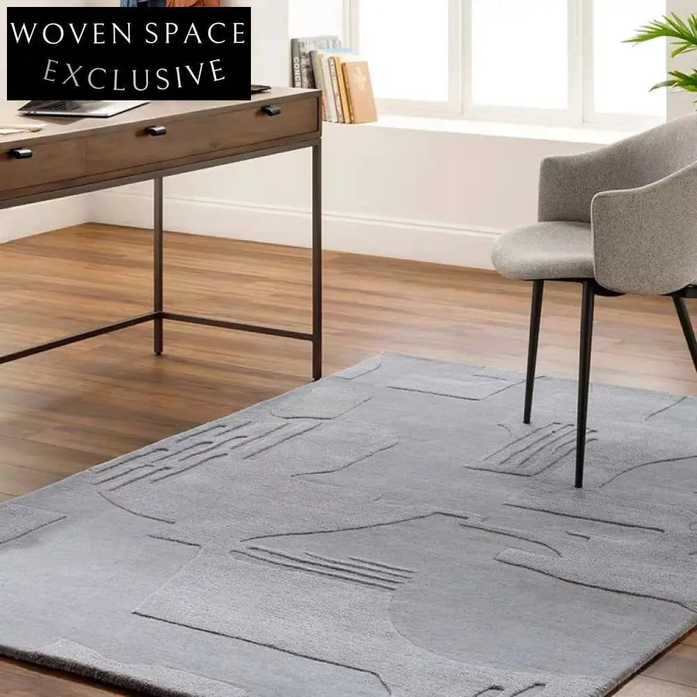 Chic Minimalist Polyester Rug - Italian Geometric Pattern, Durable Living Room Carpet