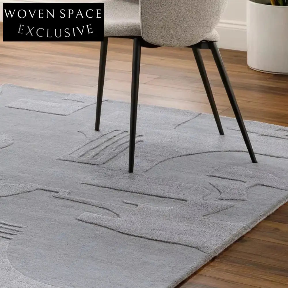 Chic Minimalist Polyester Rug - Italian Geometric Pattern, Durable Living Room Carpet