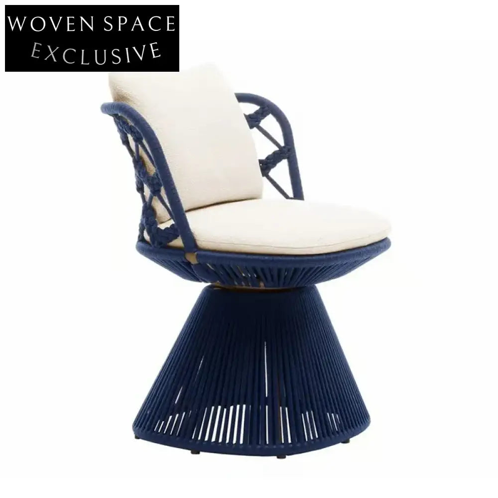Chic Minimalist Rattan Woven Fabric Dining Chair for Modern Home & Outdoor Spaces