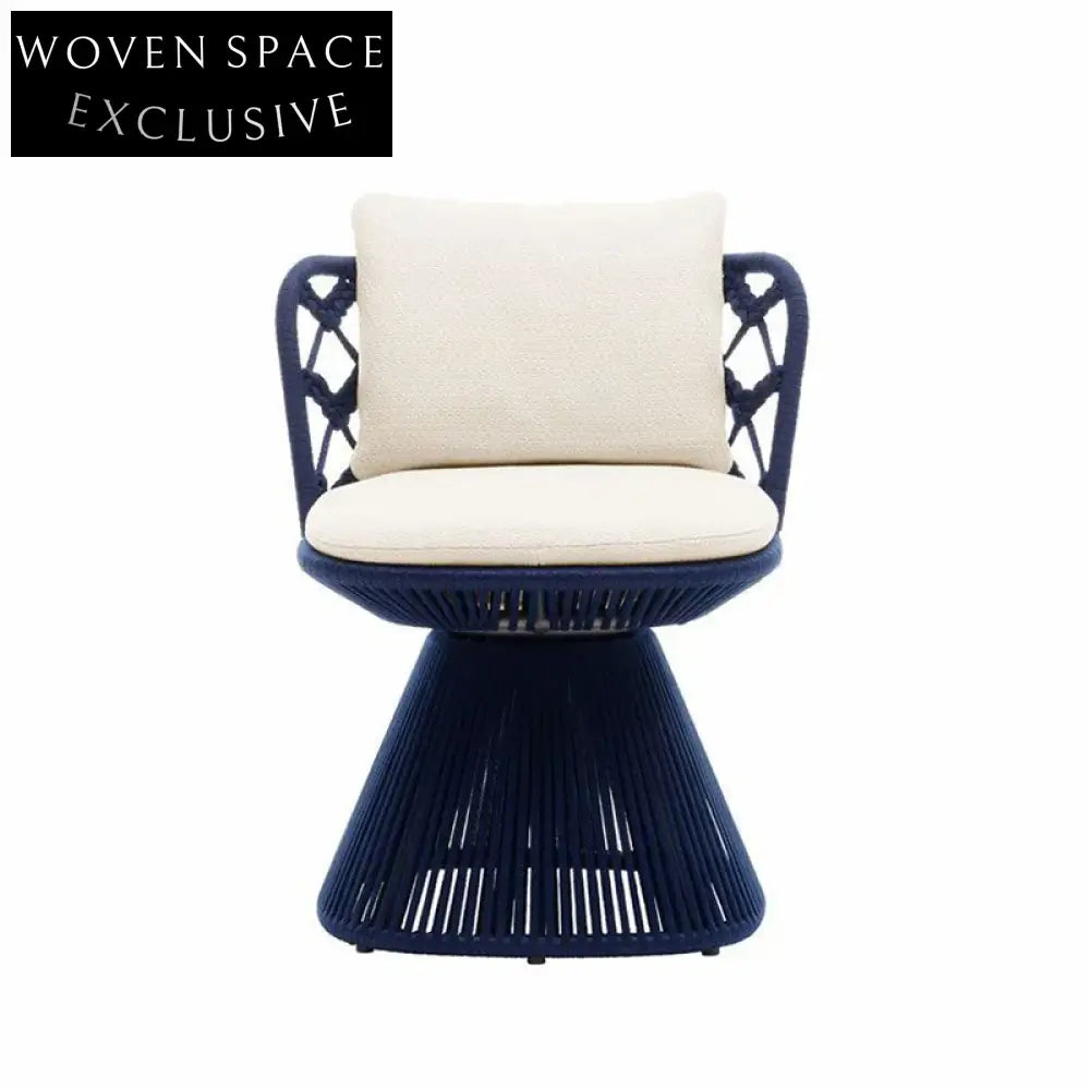 Chic Minimalist Rattan Woven Fabric Dining Chair for Modern Home & Outdoor Spaces