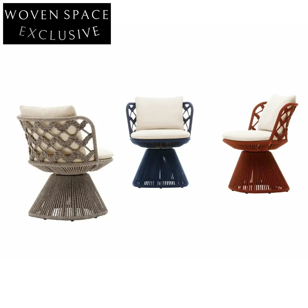 Chic Minimalist Rattan Woven Fabric Dining Chair for Modern Home & Outdoor Spaces