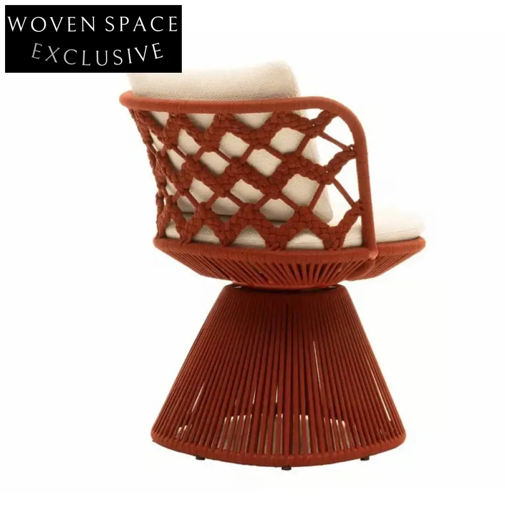 Chic Minimalist Rattan Woven Fabric Dining Chair for Modern Home & Outdoor Spaces