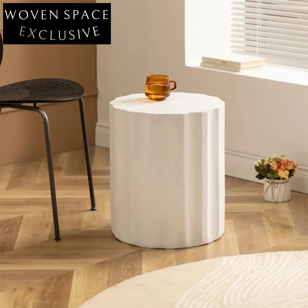 Chic Minimalist Round Magnesium Oxide Stone Patio Living Room Coffee Table