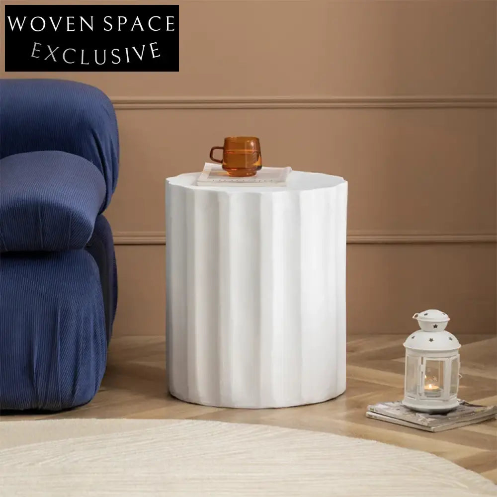 Chic Minimalist Round Magnesium Oxide Stone Patio Living Room Coffee Table