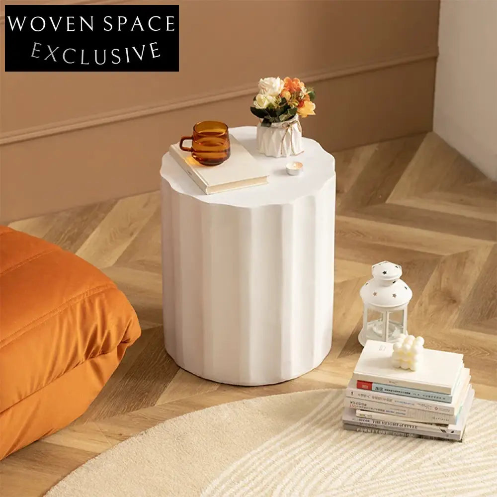 Chic Minimalist Round Magnesium Oxide Stone Patio Living Room Coffee Table