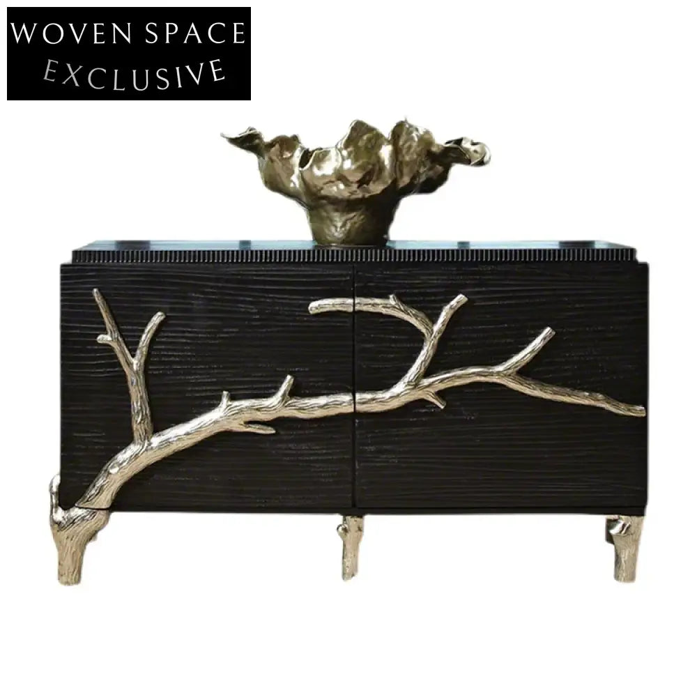 Chic Modern 3-Door Cabinet Gold Metal Legs TV Stand Sideboard Storage Console