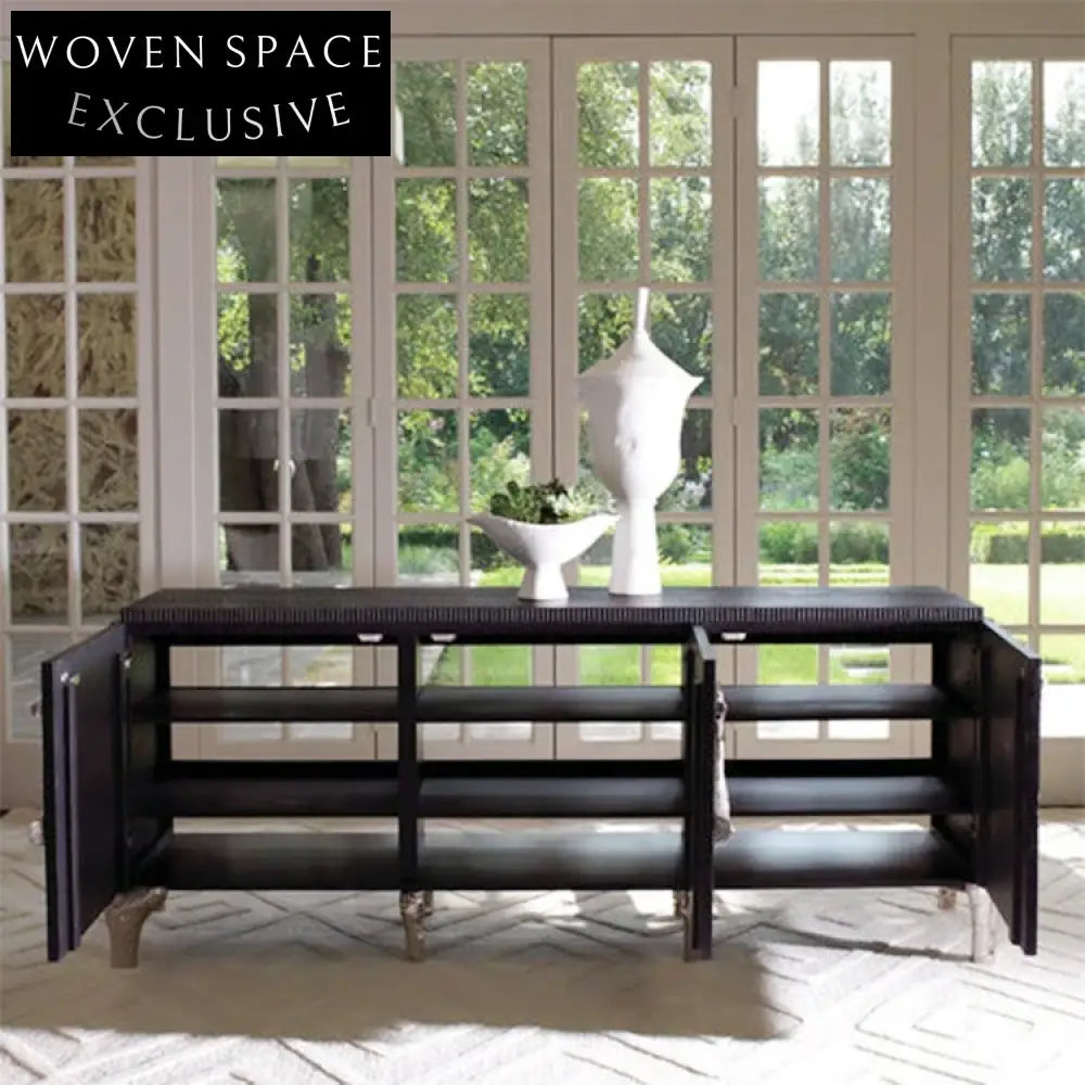 Chic Modern 3-Door Cabinet Gold Metal Legs TV Stand Sideboard Storage Console