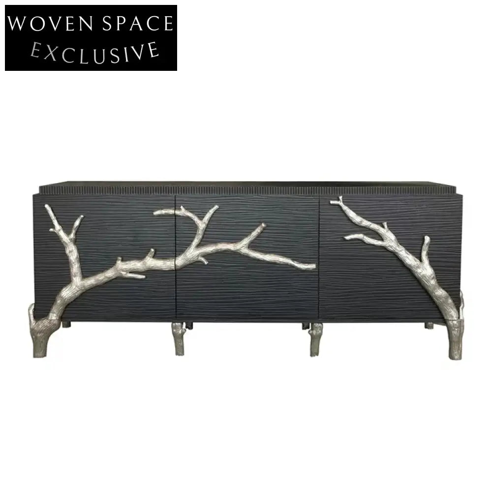 Chic Modern 3-Door Cabinet Gold Metal Legs TV Stand Sideboard Storage Console