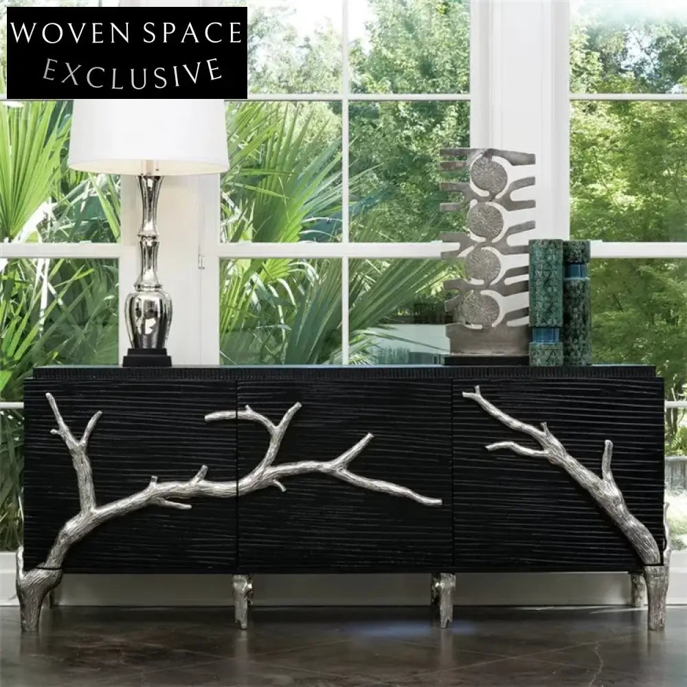 Chic Modern 3-Door Cabinet Gold Metal Legs TV Stand Sideboard Storage Console