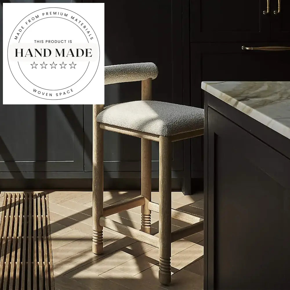 Chic Modern Antique Fabric Leather Wooden Bar Stool High Counter Chair