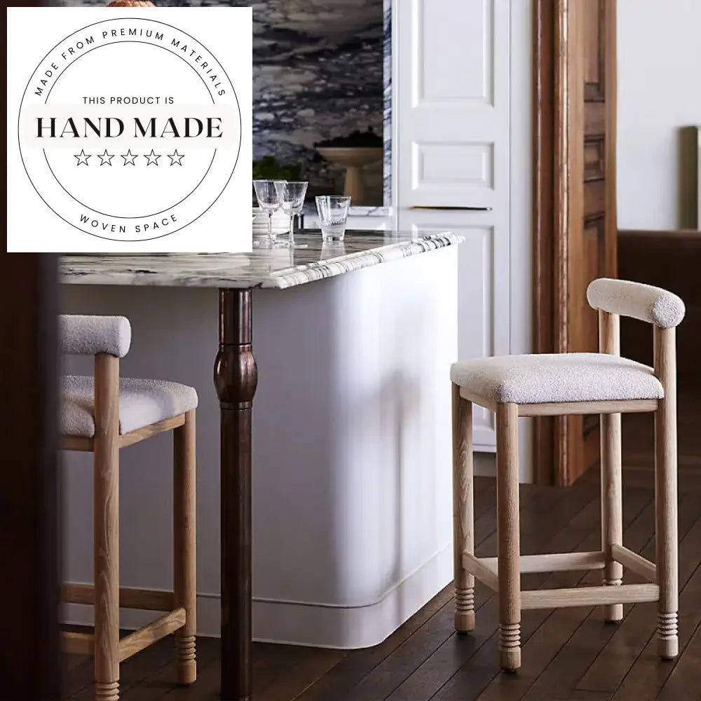 Chic Modern Antique Fabric Leather Wooden Bar Stool High Counter Chair