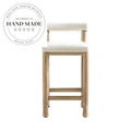 Chic Modern Antique Fabric Leather Wooden Bar Stool High Counter Chair