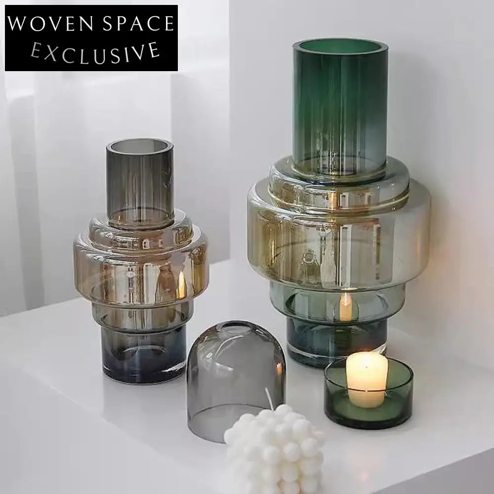 Chic Modern Art Deco Gradient Glass Vase Set for Elegant Home Decor