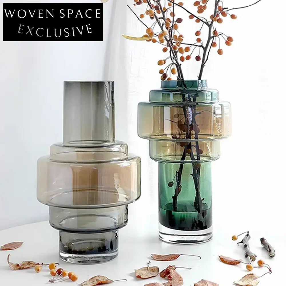 Chic Modern Art Deco Gradient Glass Vase Set for Elegant Home Decor