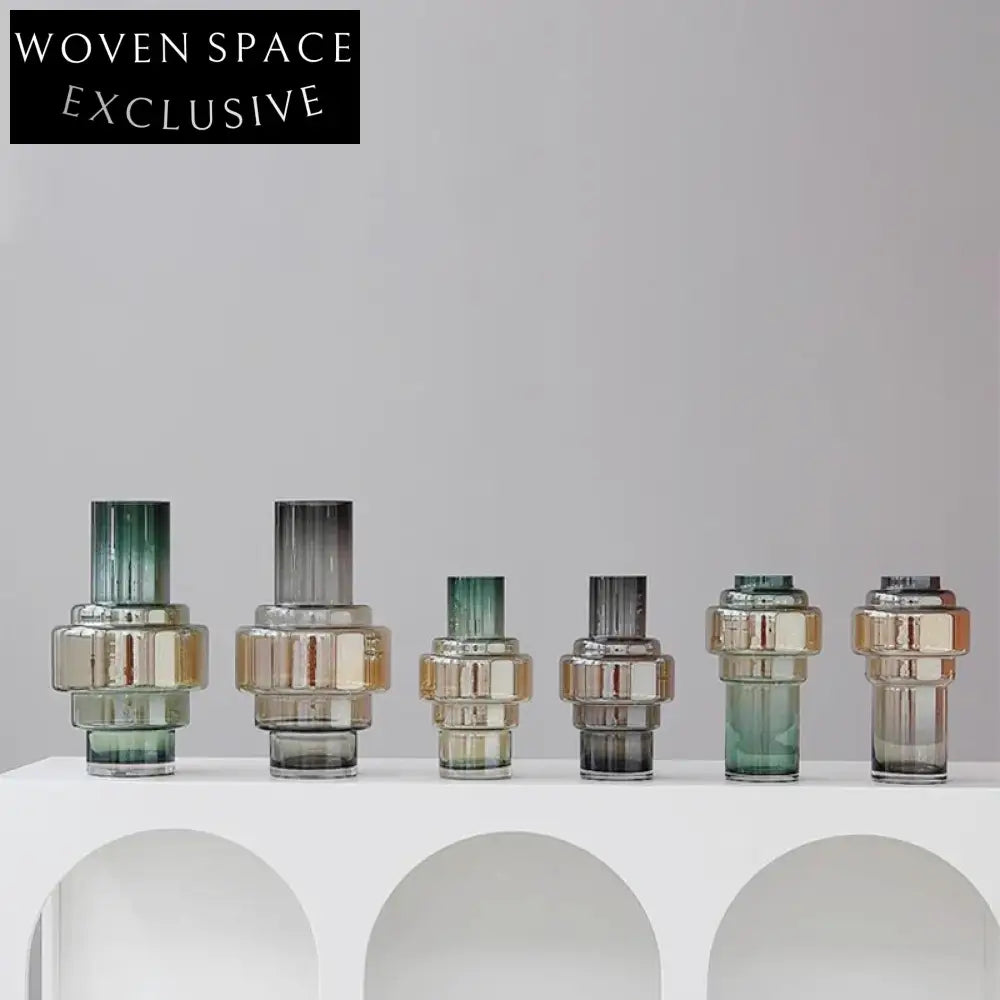 Chic Modern Art Deco Gradient Glass Vase Set for Elegant Home Decor