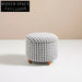 Chic Modern Fabric Upholstered Round Ottoman, Wood Frame Storage Footstool