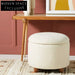 Chic Modern Fabric Upholstered Round Ottoman, Wood Frame Storage Footstool