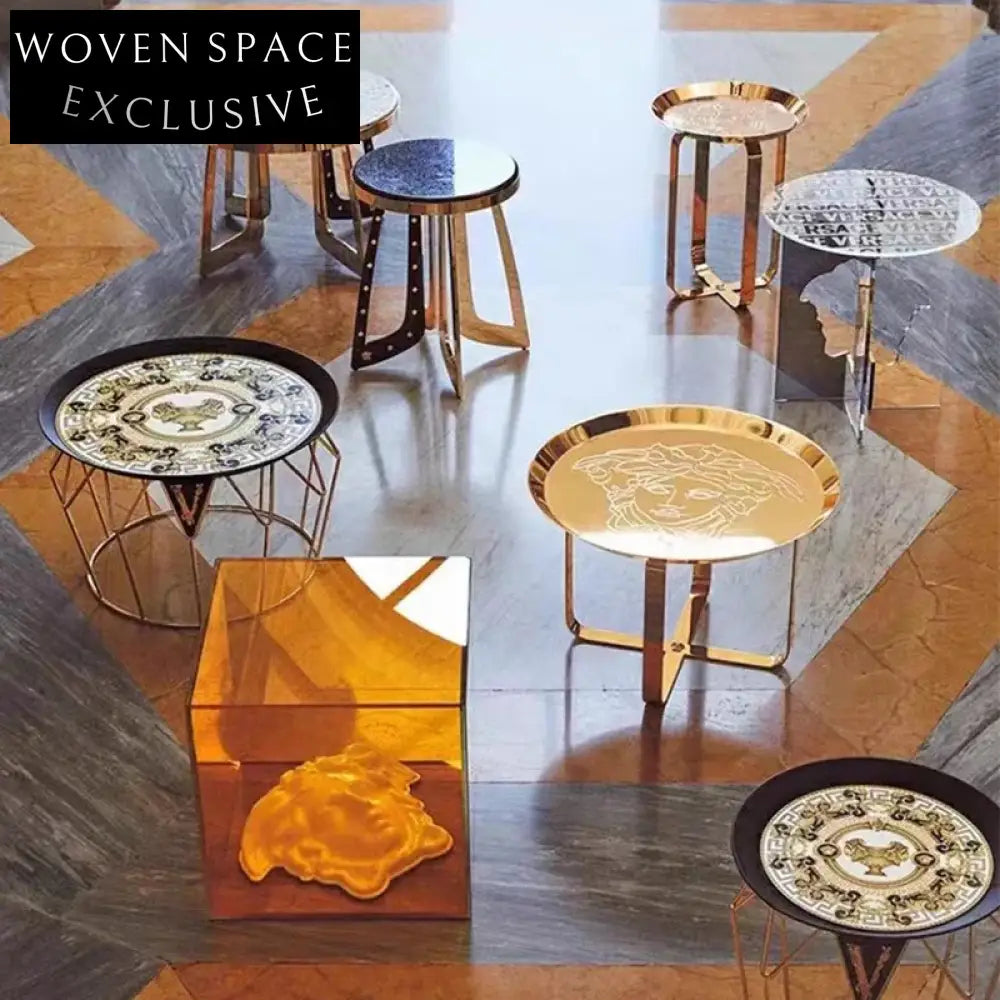 Chic Modern Gold Stainless Steel Round Side Accent Coffee Table