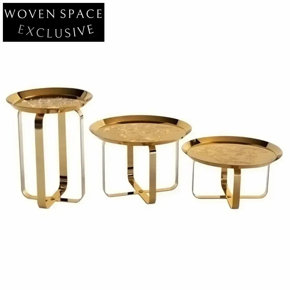 Chic Modern Gold Stainless Steel Round Side Accent Coffee Table