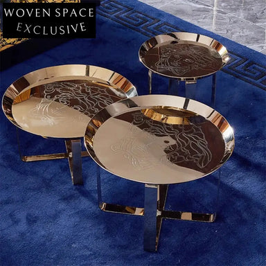 Chic Modern Gold Stainless Steel Round Side Accent Coffee Table