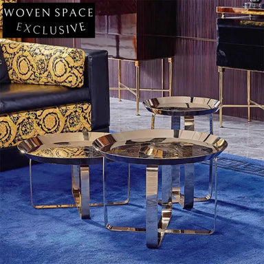 Chic Modern Gold Stainless Steel Round Side Accent Coffee Table