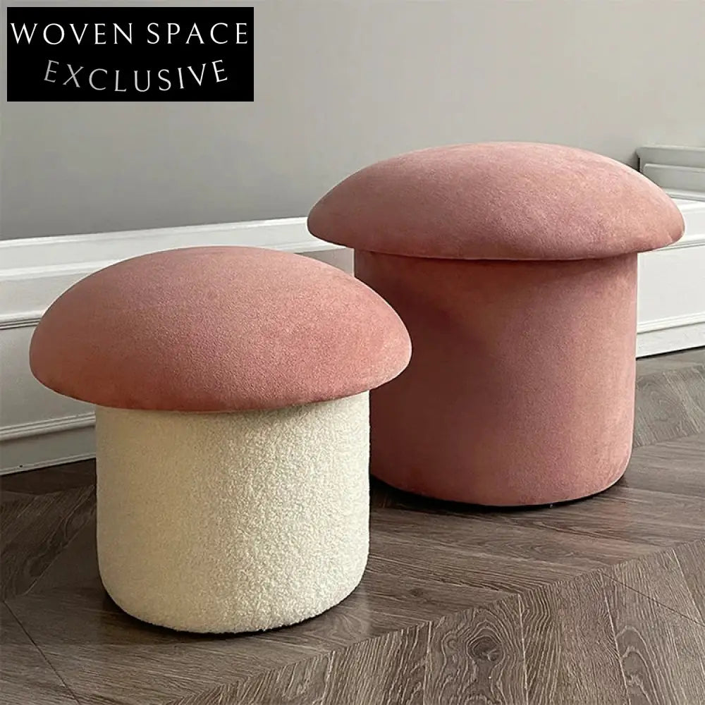 Chic Modern Lamb Wool Mushroom Ottoman Stool - Cozy Round Seating