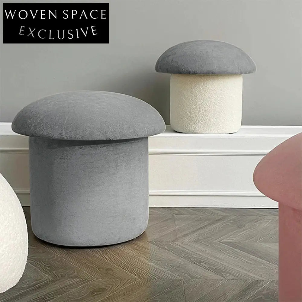 Chic Modern Lamb Wool Mushroom Ottoman Stool - Cozy Round Seating