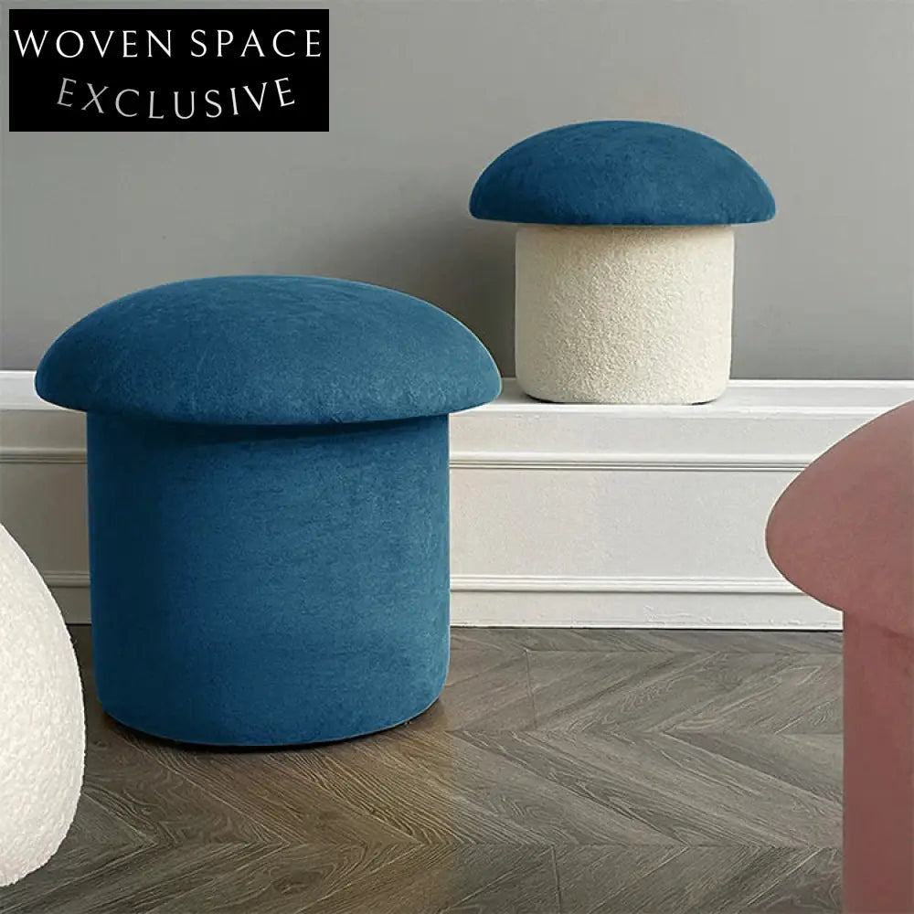 Chic Modern Lamb Wool Mushroom Ottoman Stool - Cozy Round Seating