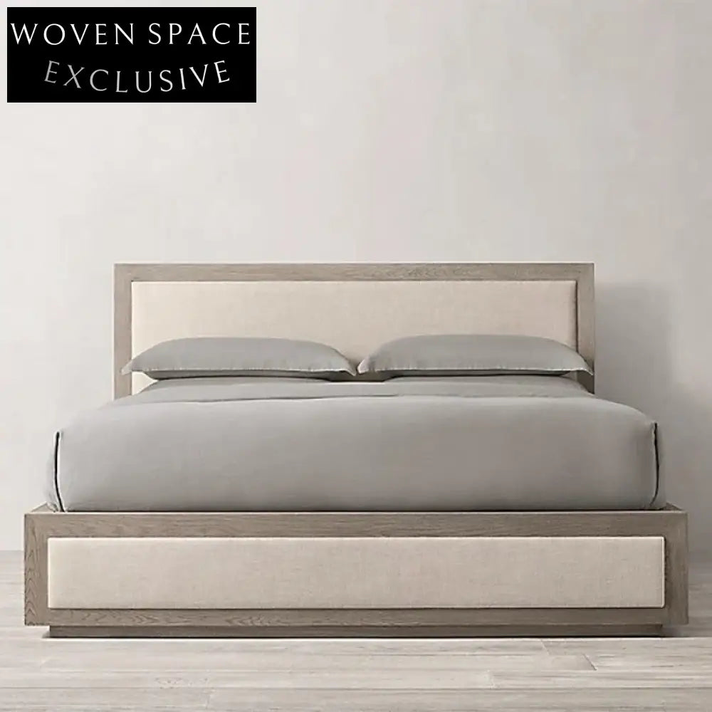 Chic Modern Linen Fabric Upholstered Wooden Bed Frame - Queen & King Sizes