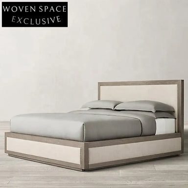 Chic Modern Linen Fabric Upholstered Wooden Bed Frame - Queen & King Sizes