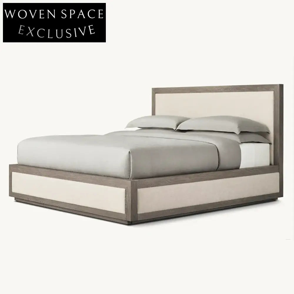 Chic Modern Linen Fabric Upholstered Wooden Bed Frame - Queen & King Sizes