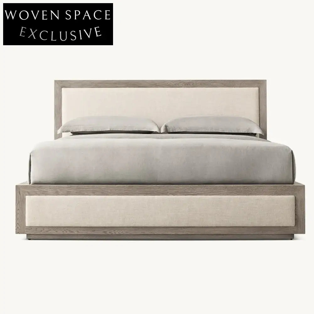 Chic Modern Linen Fabric Upholstered Wooden Bed Frame - Queen & King Sizes