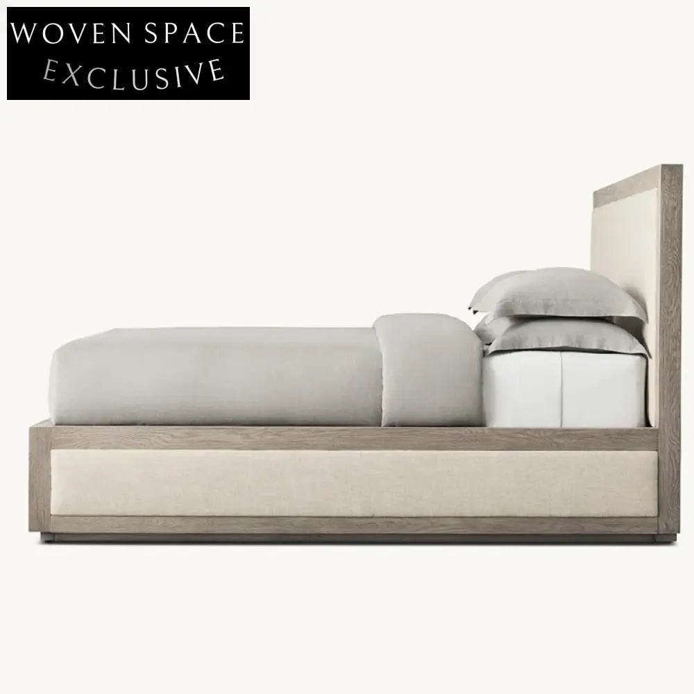 Chic Modern Linen Fabric Upholstered Wooden Bed Frame - Queen & King Sizes