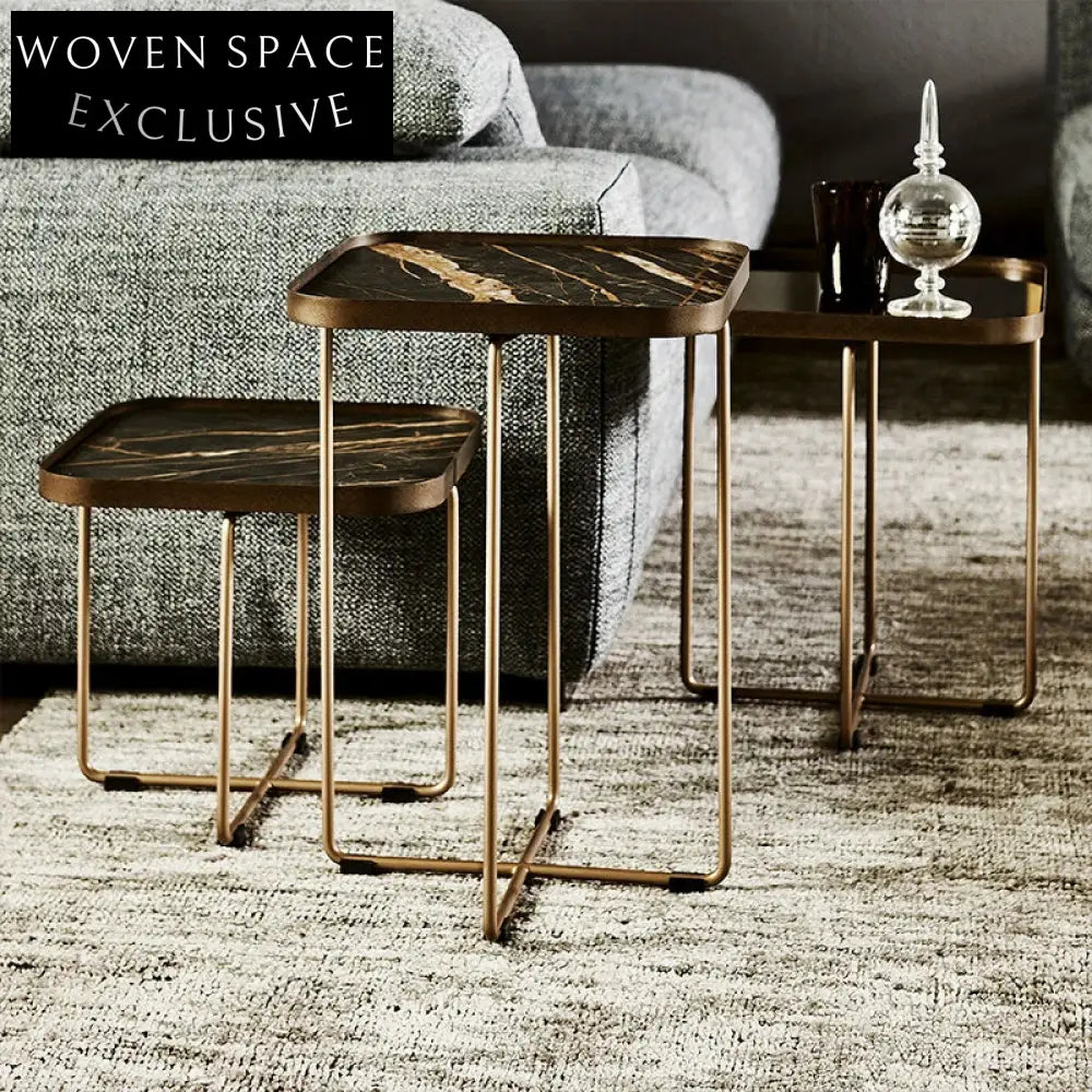 Chic Modern Metal Marble Living Room Sofa Side End Coffee Table