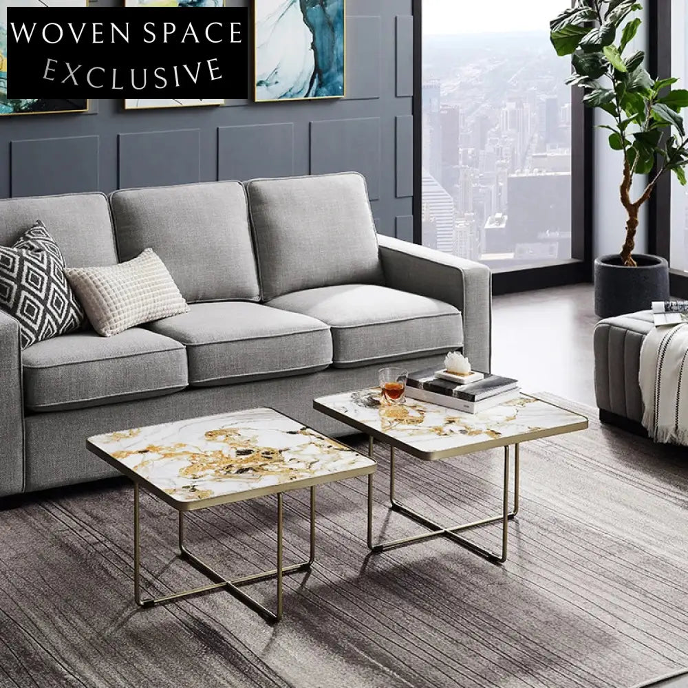 Chic Modern Metal Marble Living Room Sofa Side End Coffee Table