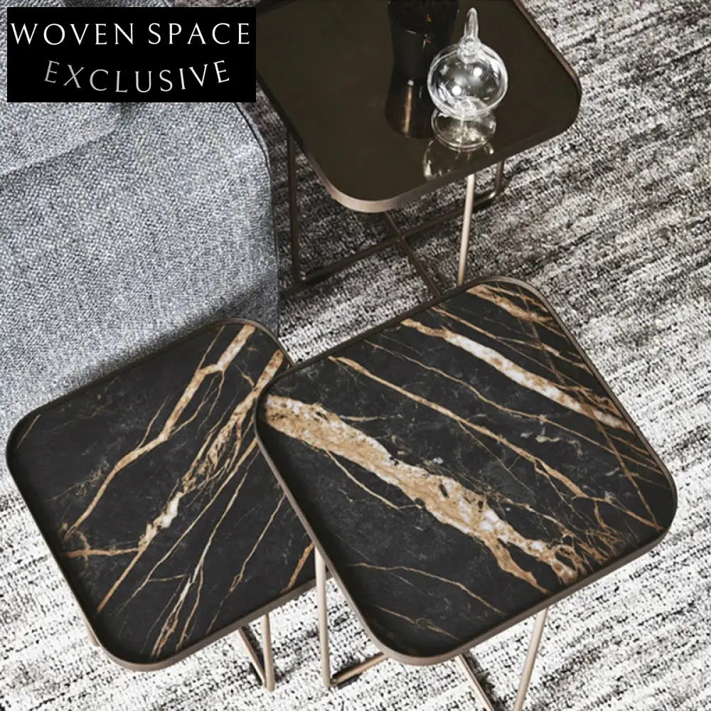 Chic Modern Metal Marble Living Room Sofa Side End Coffee Table