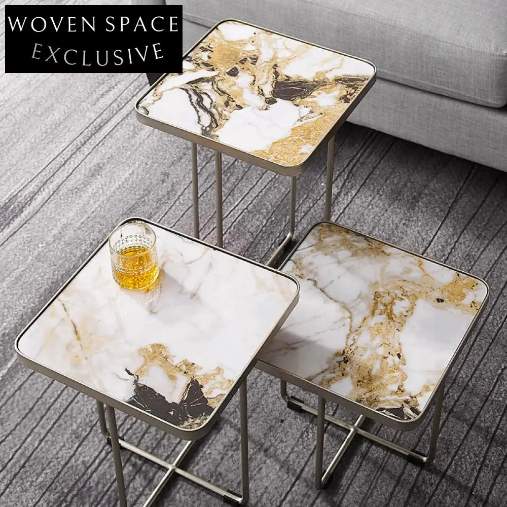 Chic Modern Metal Marble Living Room Sofa Side End Coffee Table