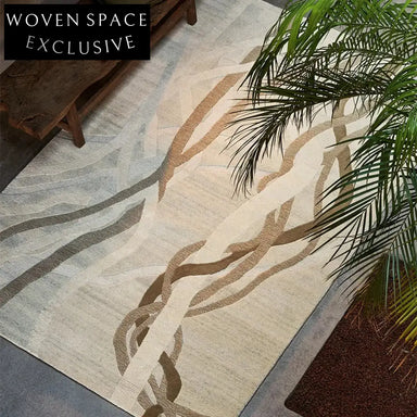 Chic Modern Minimalist Striped Polyester Living Room Area Rug
