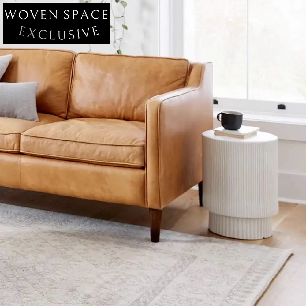 Chic Modern Minimalist White Fiberglass Round Coffee Table for Living Room