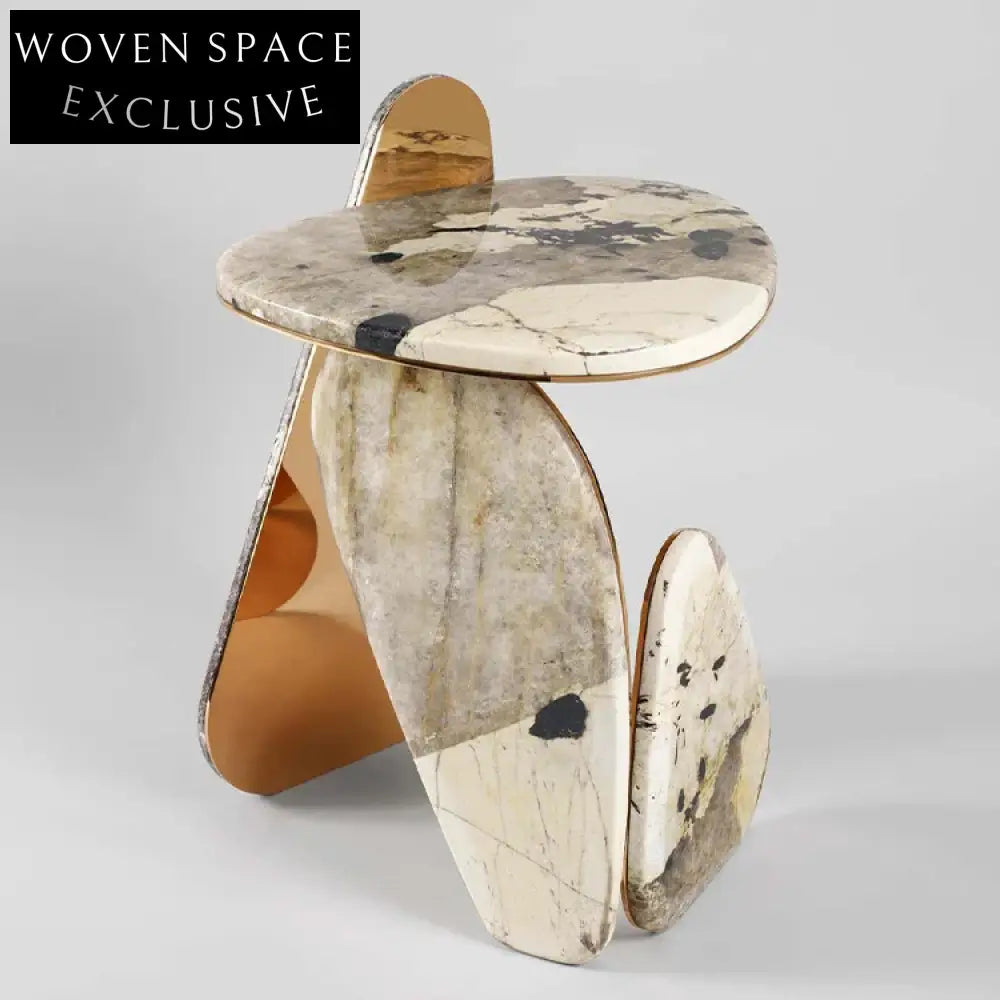 Chic Modern Mushroom Shape Gold Marble Living Room Accent Coffee Table