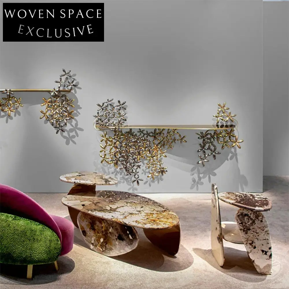 Chic Modern Mushroom Shape Gold Marble Living Room Accent Coffee Table